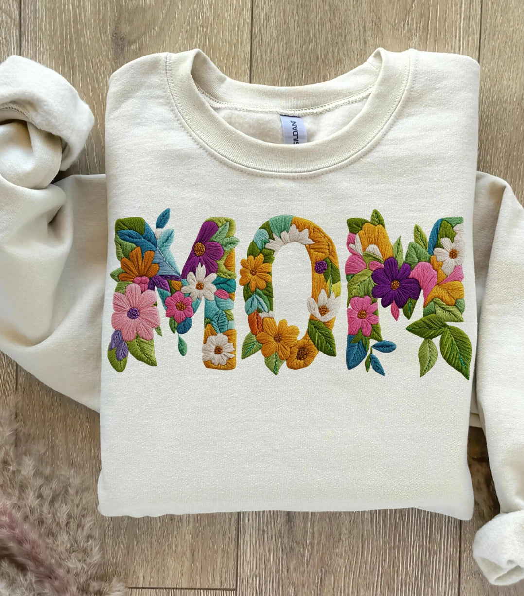 Floral Embroidery Mama Sweatshirt, Mothers Day Shirt