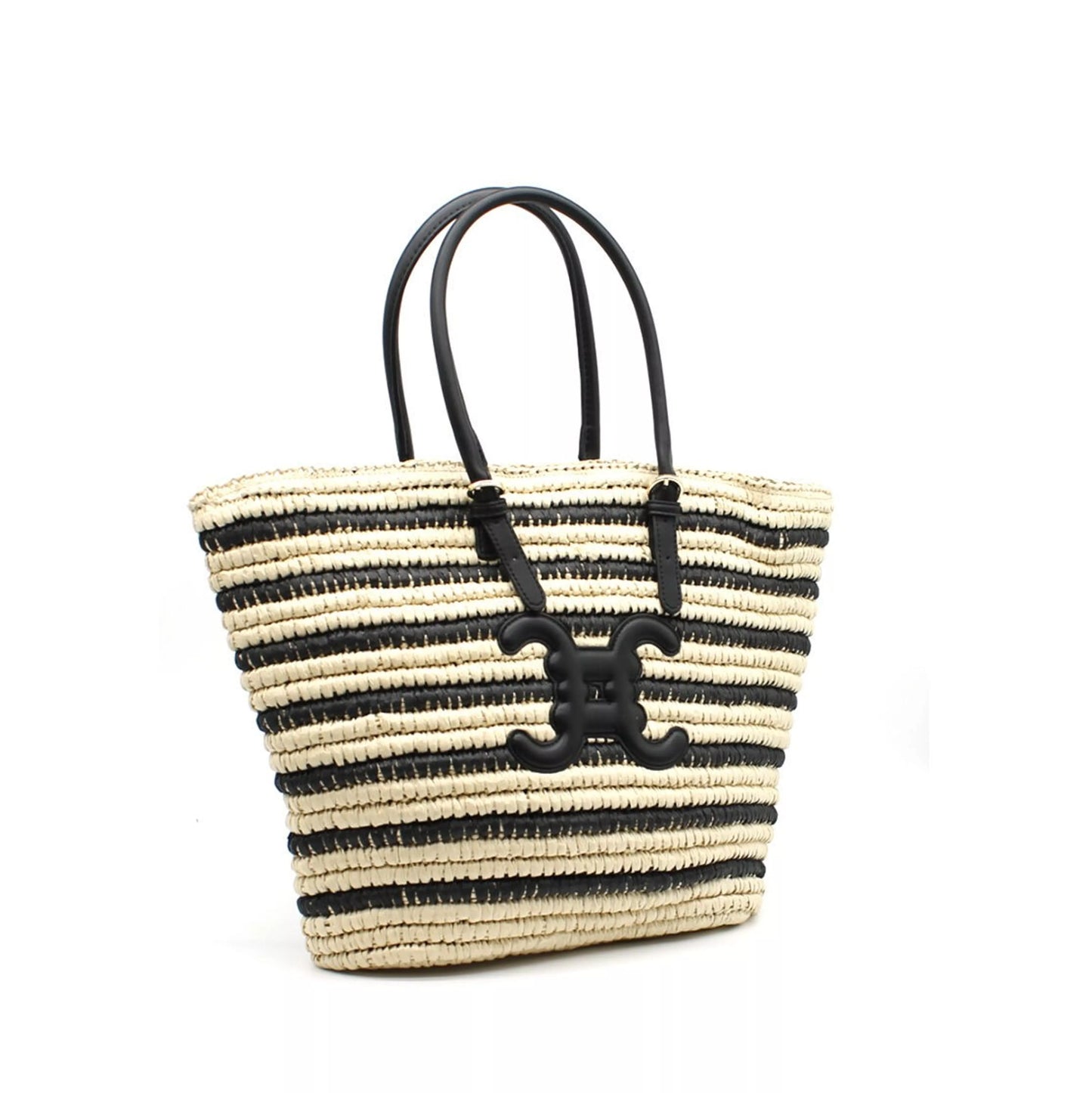 Striped Woven shopping bag