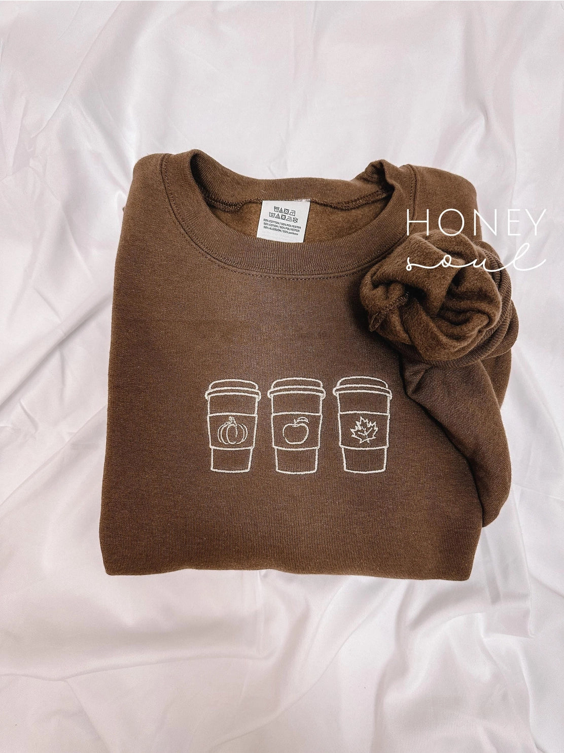 Embroidered Fall Coffee Cups Sweatshirt