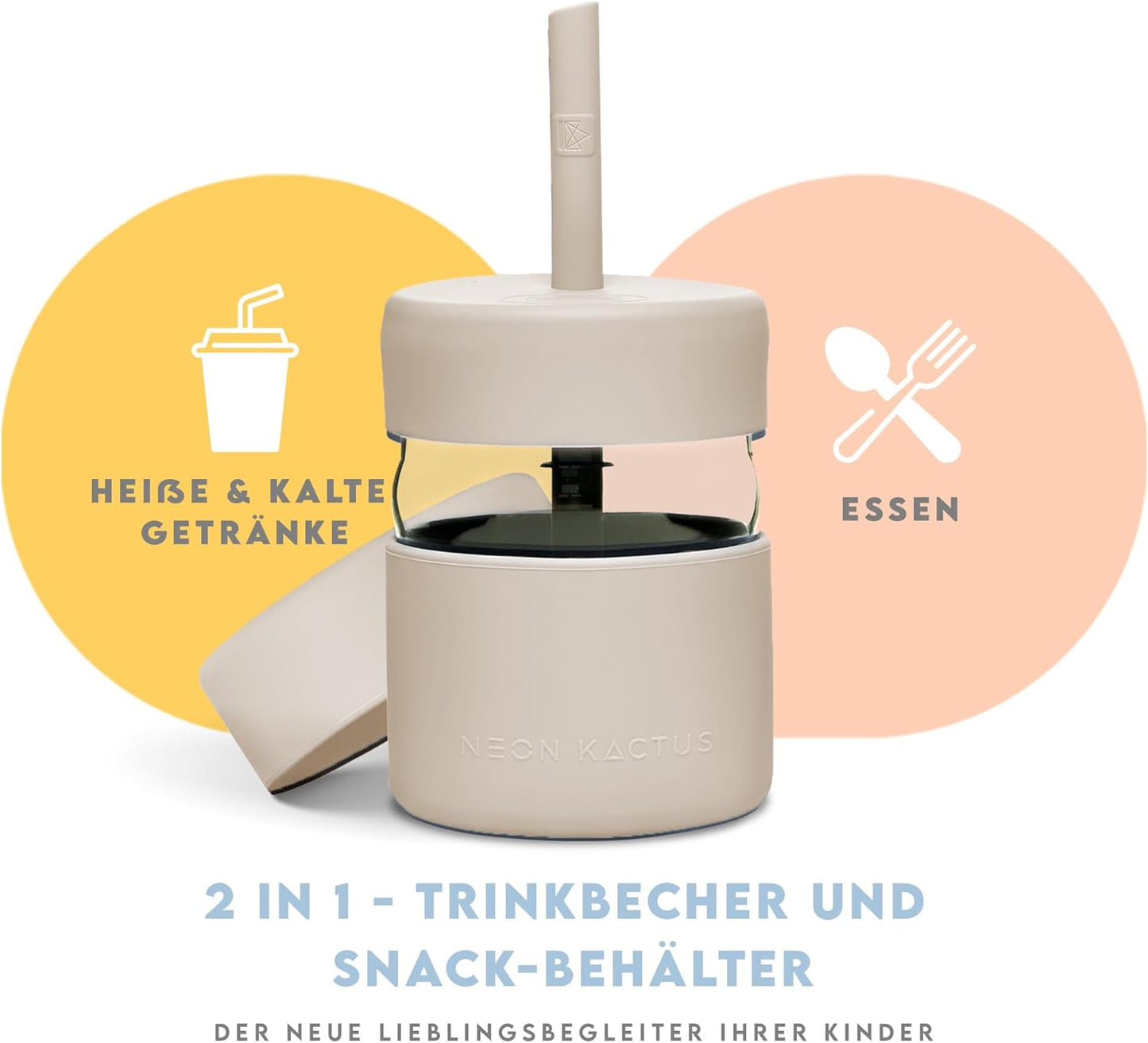 Kids Glass Cup with Straw and Food Container  - Forever Young