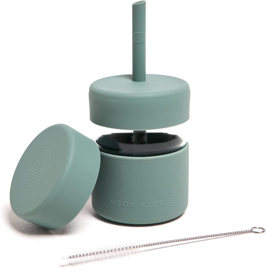 Kids Glass Cup with Straw and Food Container  - Happy Camper