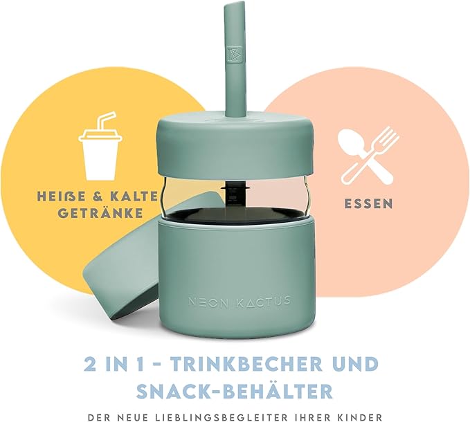 Kids Glass Cup with Straw and Food Container  - Happy Camper