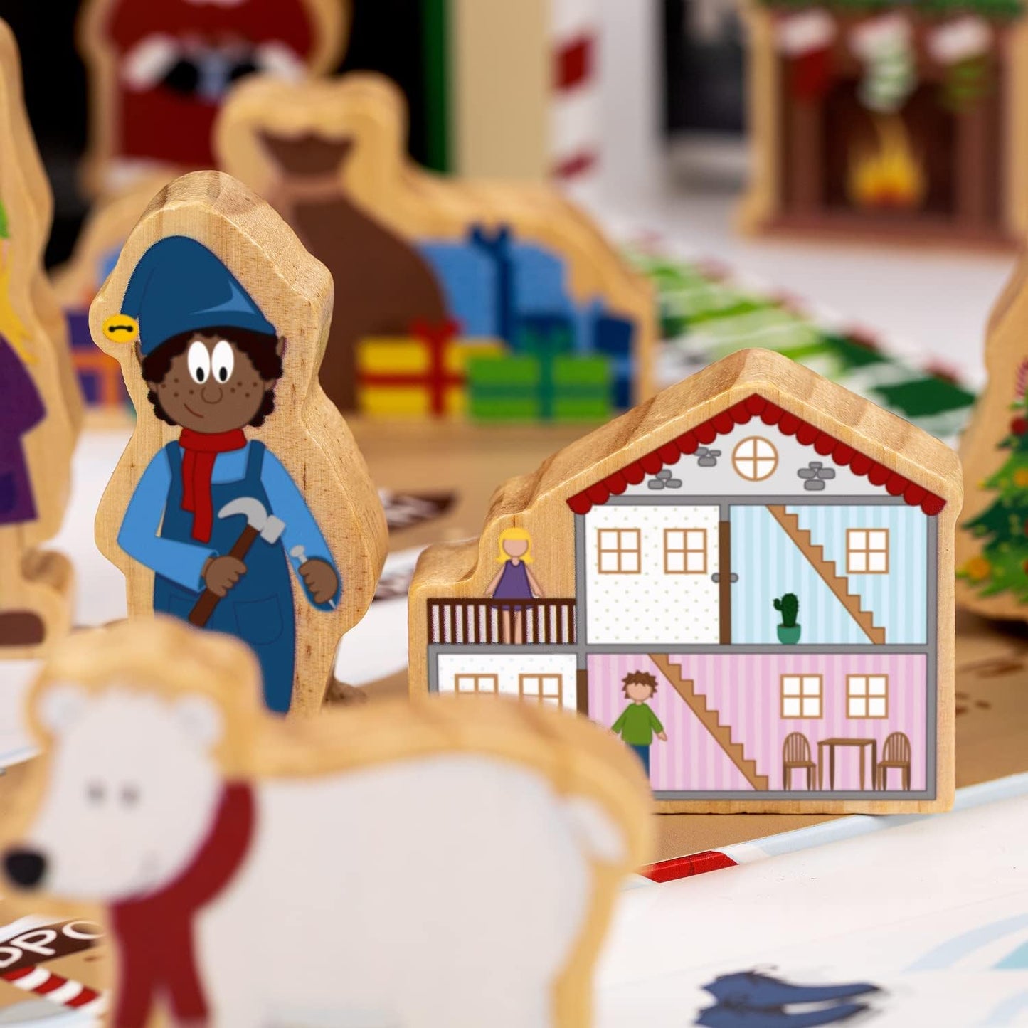 Santa's Village Wooden Advent Calendar with Carry Play-Case