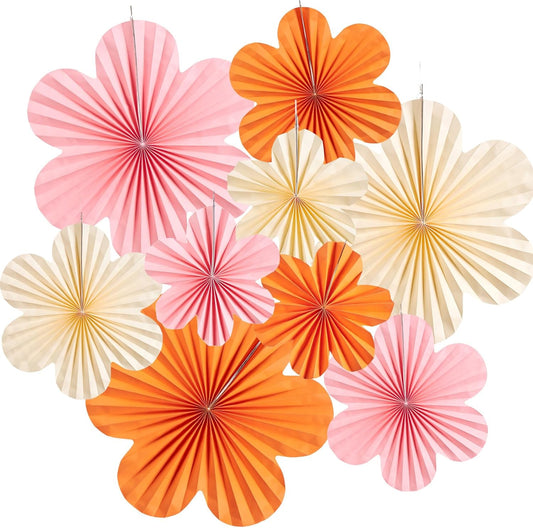 Pack of 9 Paper Fan Flowers
