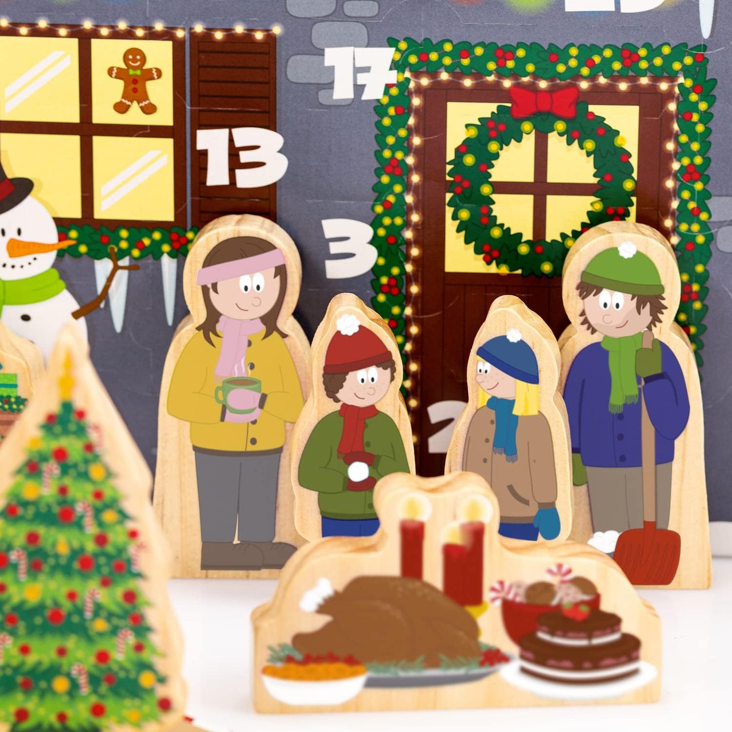 Santa's Village Wooden Advent Calendar with Carry Play-Case