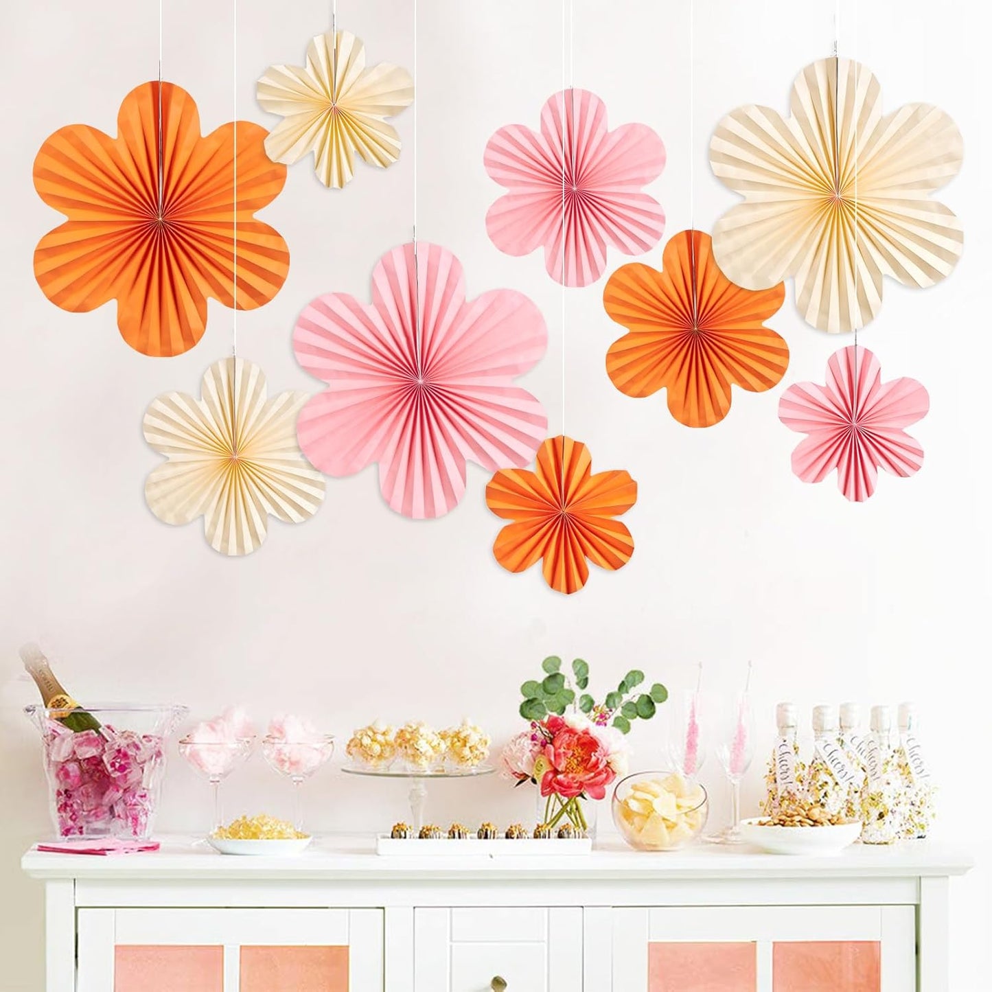 Pack of 9 Paper Fan Flowers