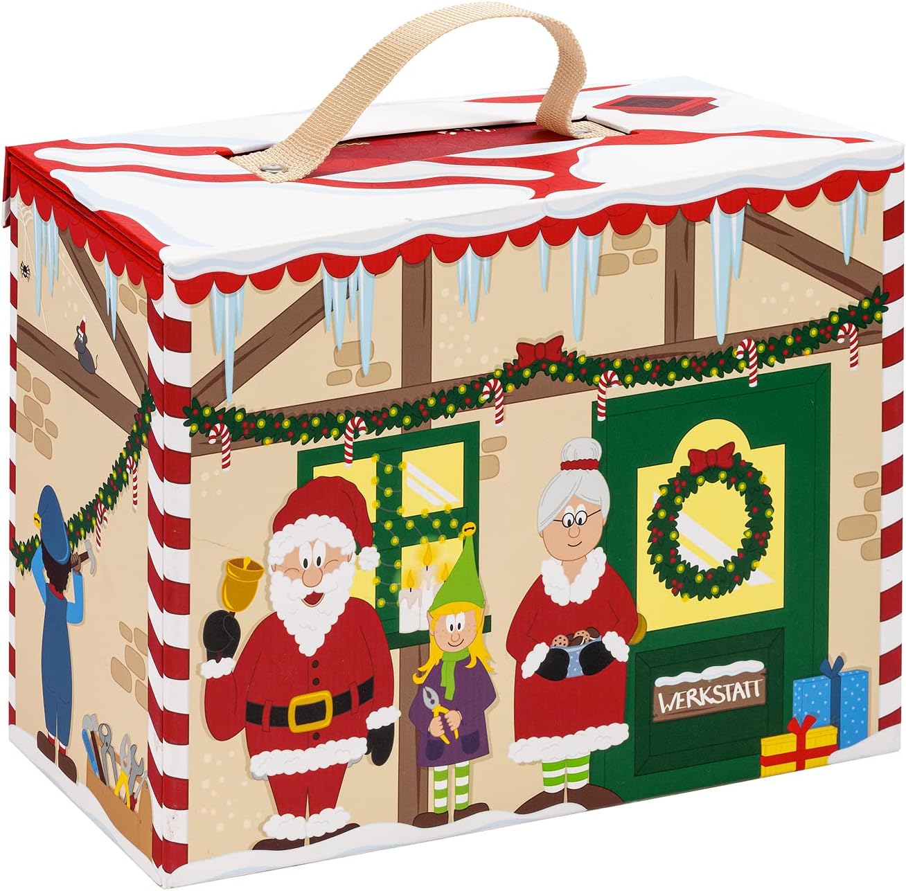 Santa's Village Wooden Advent Calendar with Carry Play-Case