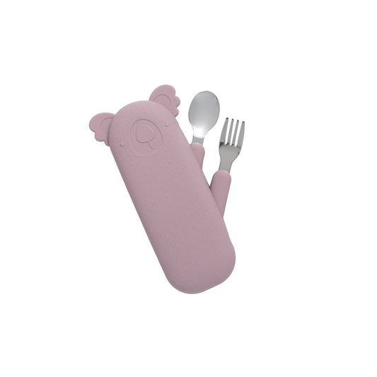 Zoe the Koala Cutlery Set and Case in Dusty Pink