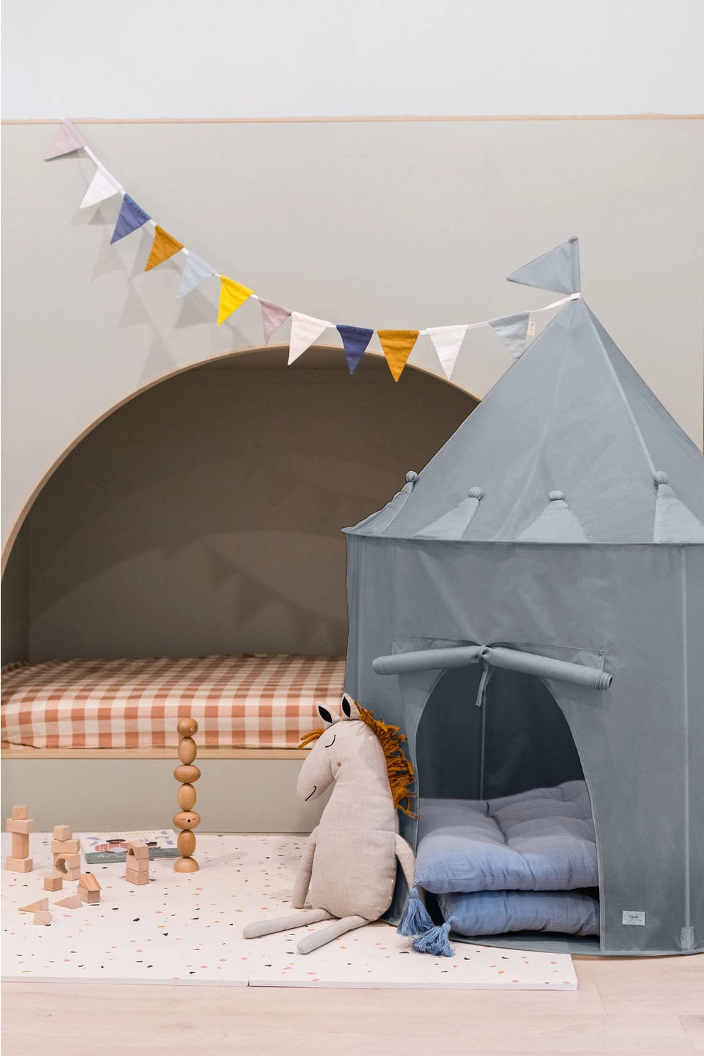 Recycled Fabric Play Tent Castle - Blue