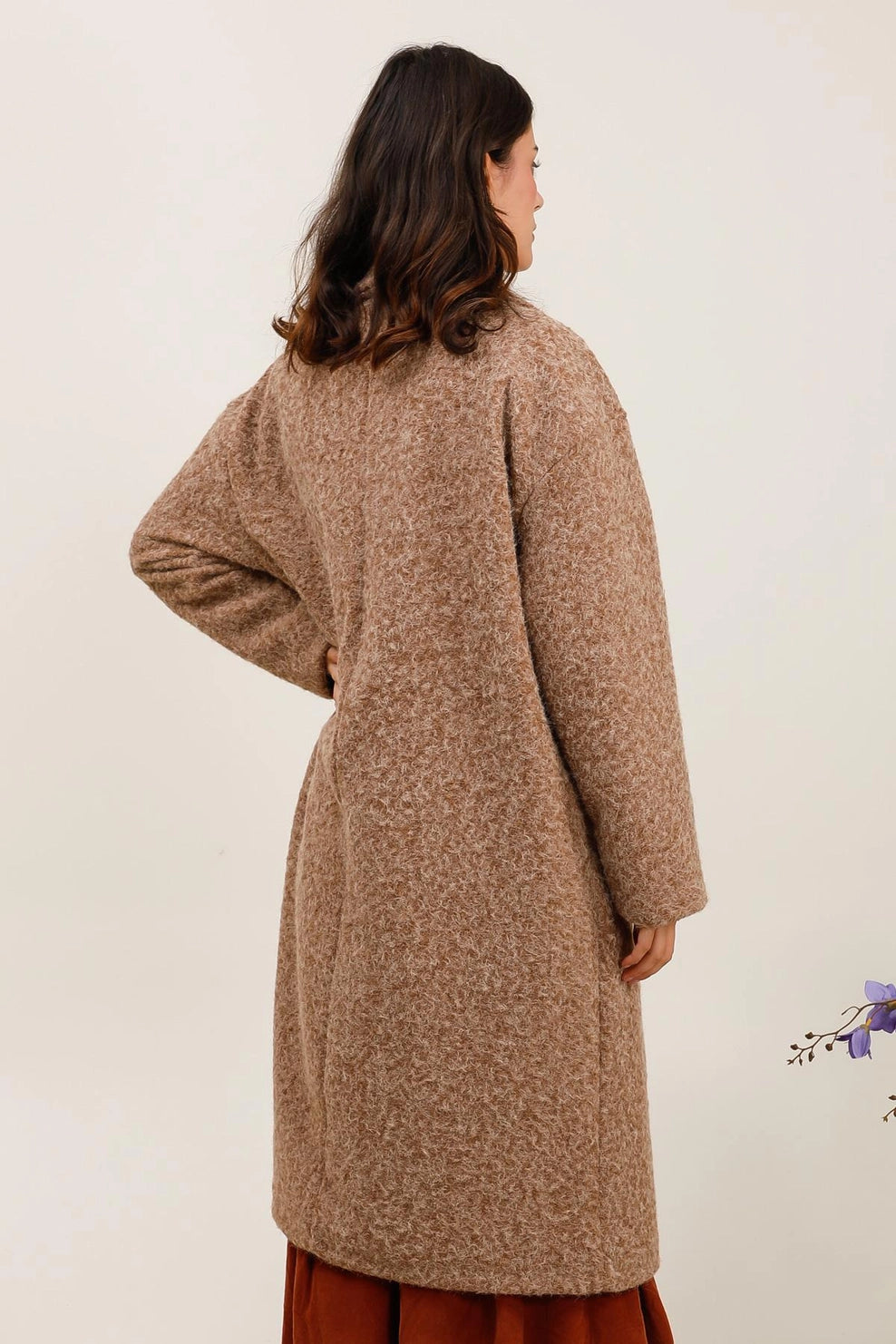 Knitwear Collection WS25 - Long Coat - soft-touch textured boucle