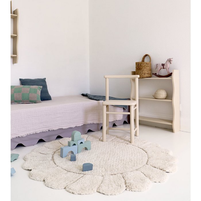 Round washable cotton children's bedroom rug "petals" finish GABRIELLE