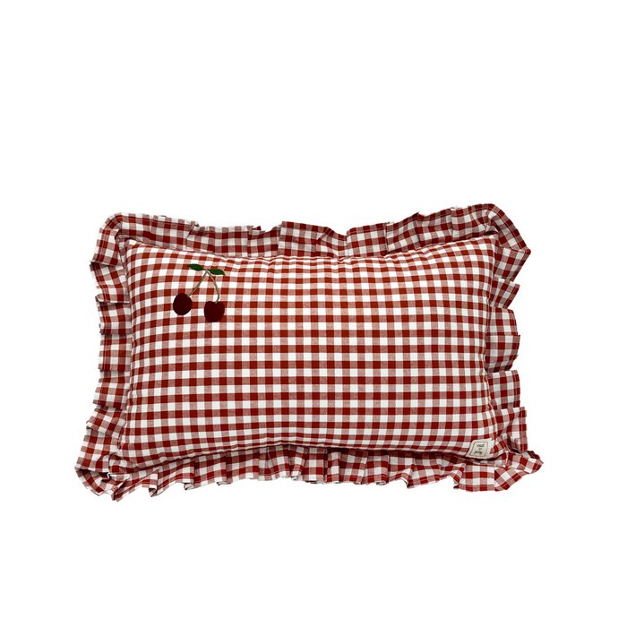 Cherry - red, checkered decorative pillow