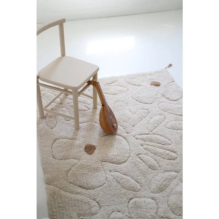 Washable cotton children's bedroom rug with flower pattern GENTLE FLORA