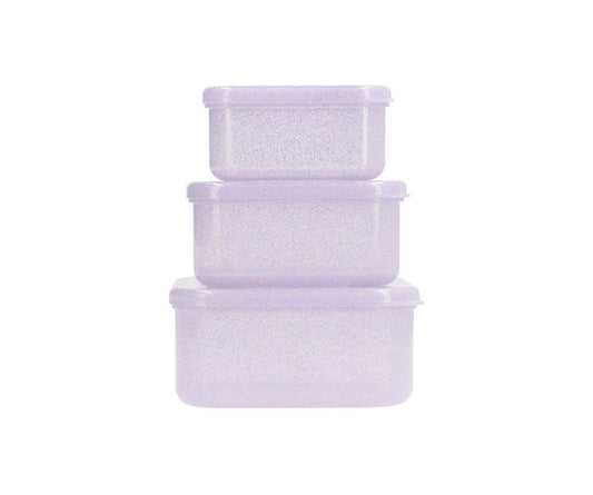 3 Lilac Glitter Lunch Boxes