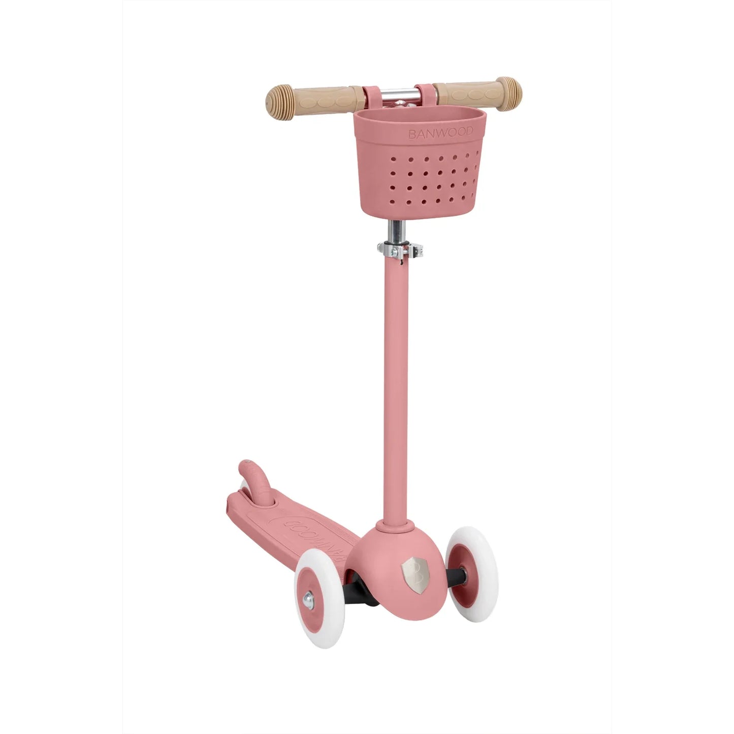 Eco Scooter with Pin & Ride basket - Raspberry