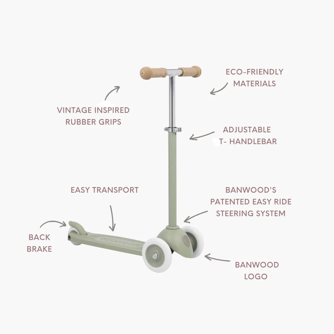 Eco Scooter with Pin & Ride basket - Olive