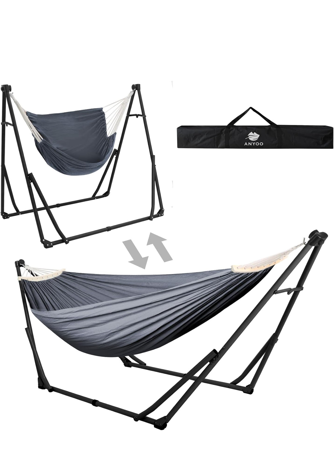 Portable 2-1 Canvas Swing and Hammock