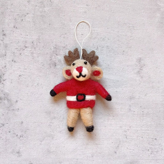 Reindeer felt hanging ornament