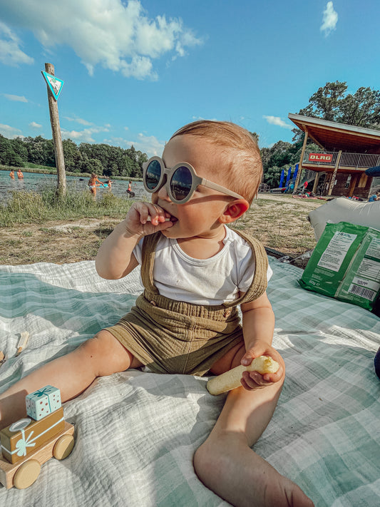 Baby and children's sunglasses UV400 round - Taupe