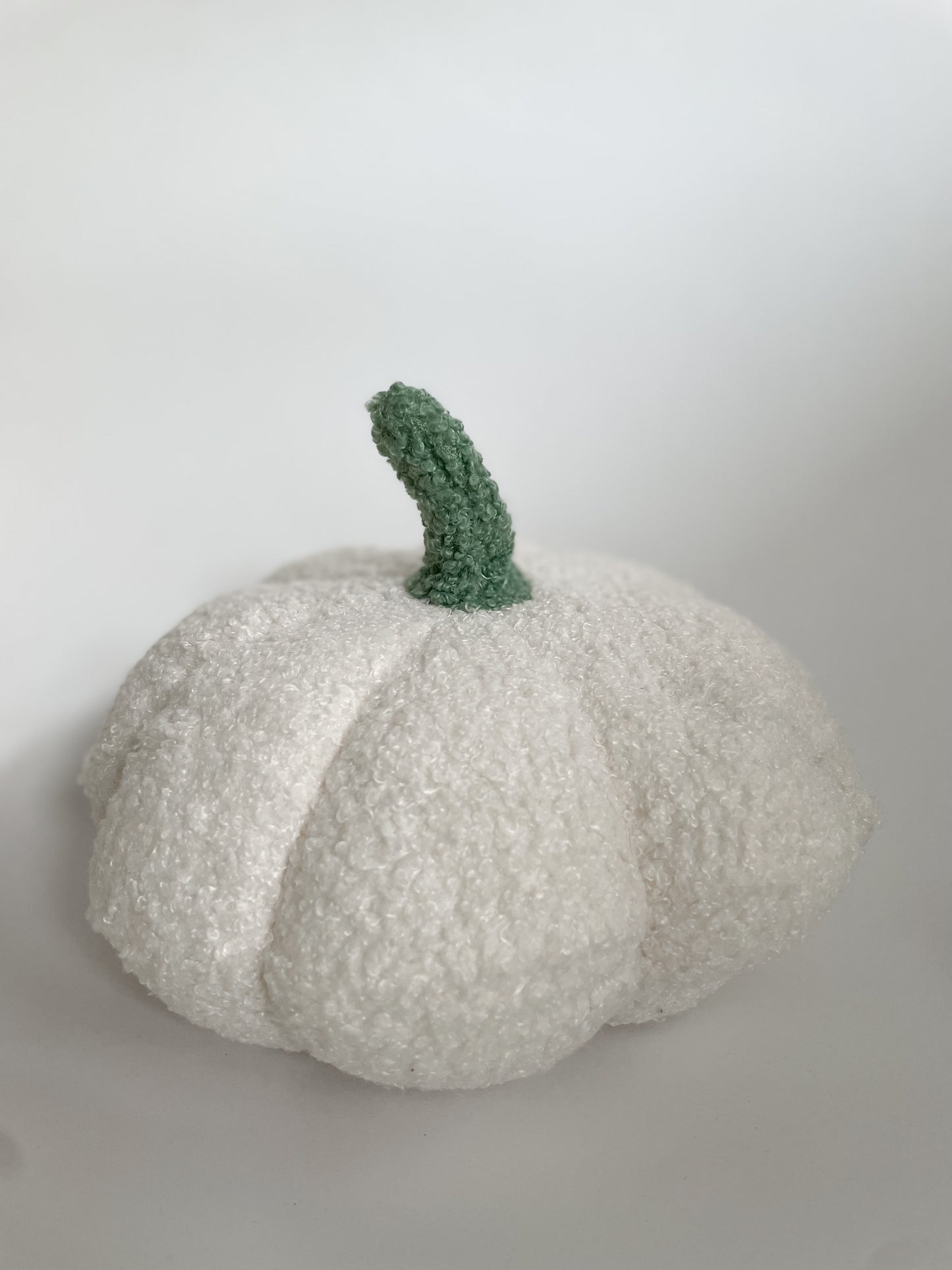 Pumpkin Shaped Pillow - Sherpa White 20cm