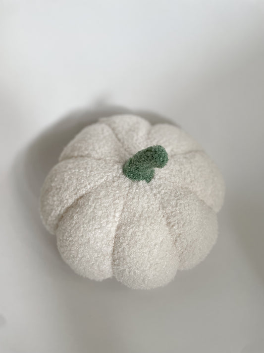 Pumpkin Shaped Pillow - Sherpa White 20cm