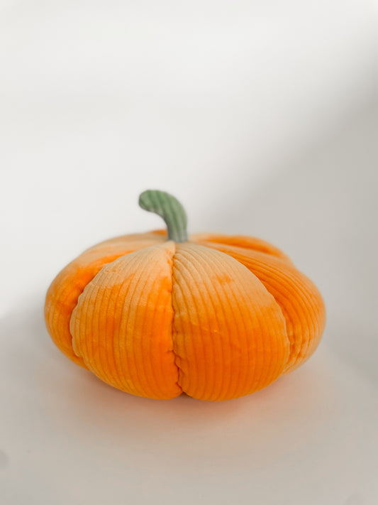 Pumpkin Shaped Pillow - Orange Velour cord 18cm