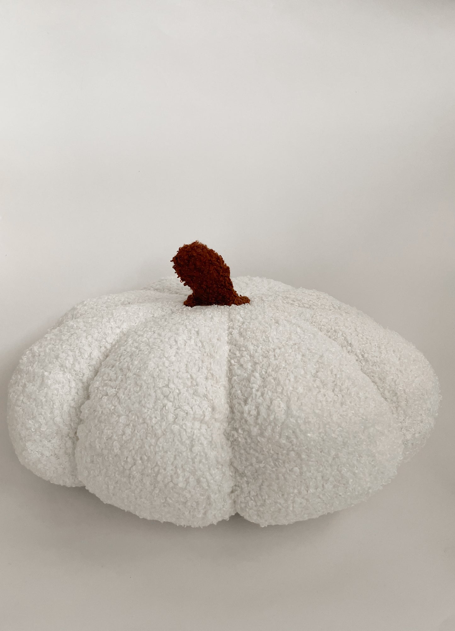 Pumpkin Shaped Pillow - Sherpa White 30cm