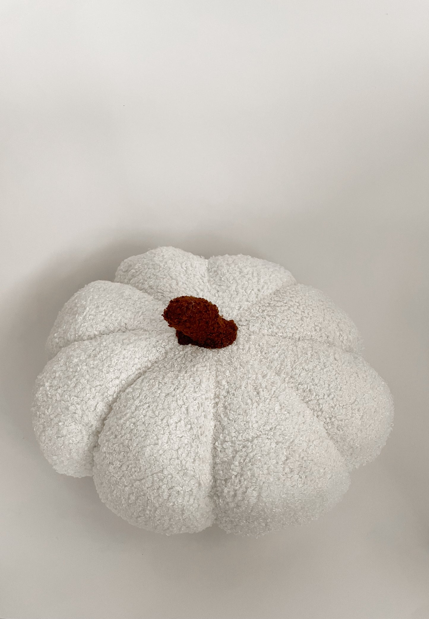 Pumpkin Shaped Pillow - Sherpa White 30cm