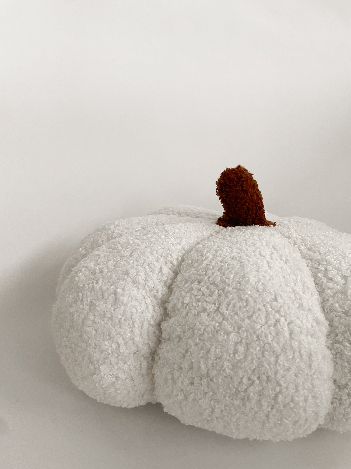 Pumpkin Shaped Pillow - Sherpa White 30cm