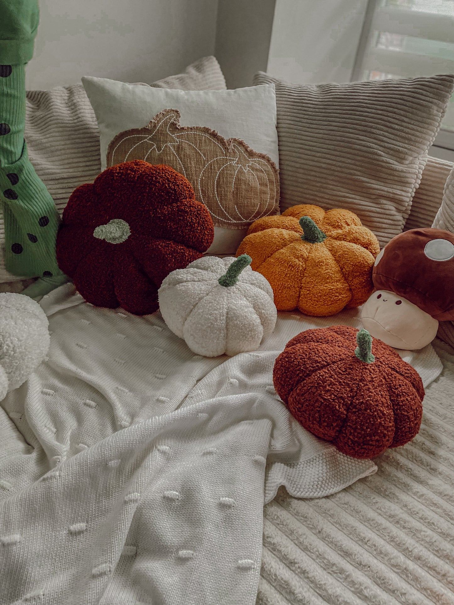 Pumpkin Shaped Pillow - Sherpa Brown 20cm