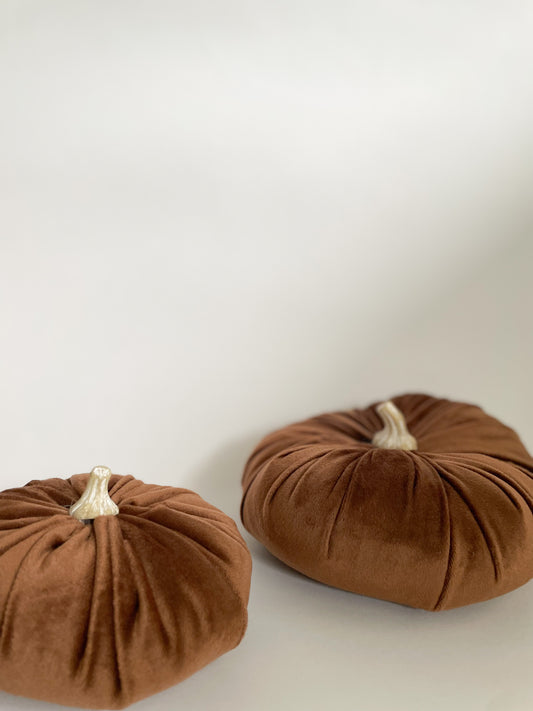 Velour Pumpkins Set of 2 - Brown