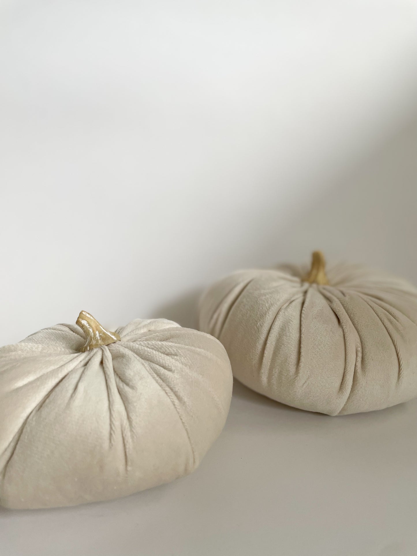 Velour Pumpkins Set of 2 - Beige