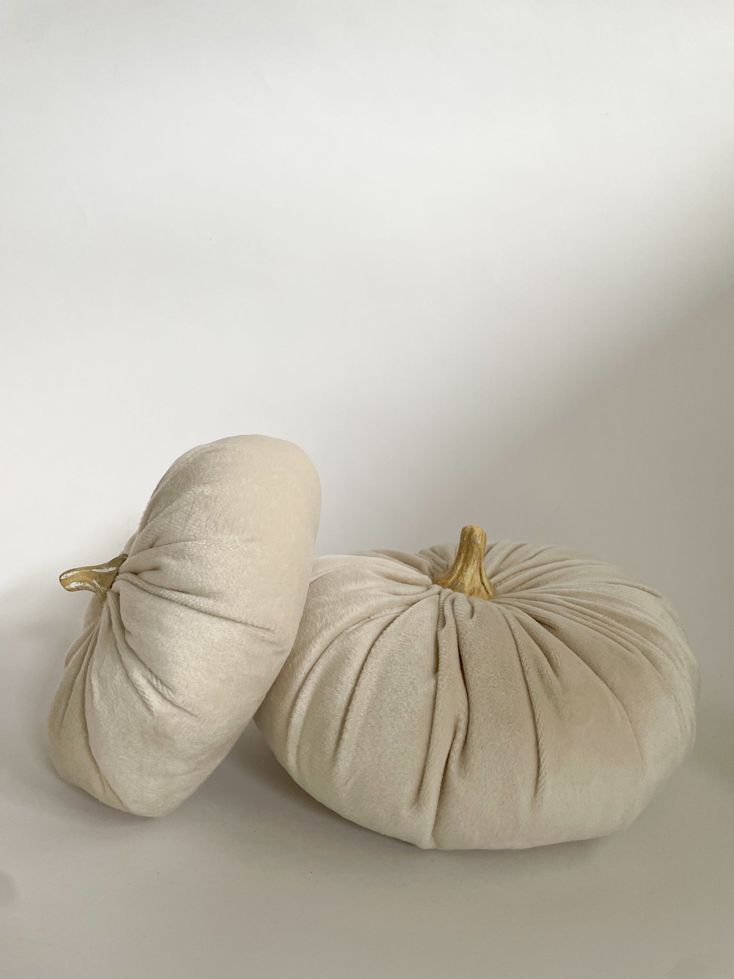 Velour Pumpkins Set of 2 - Beige