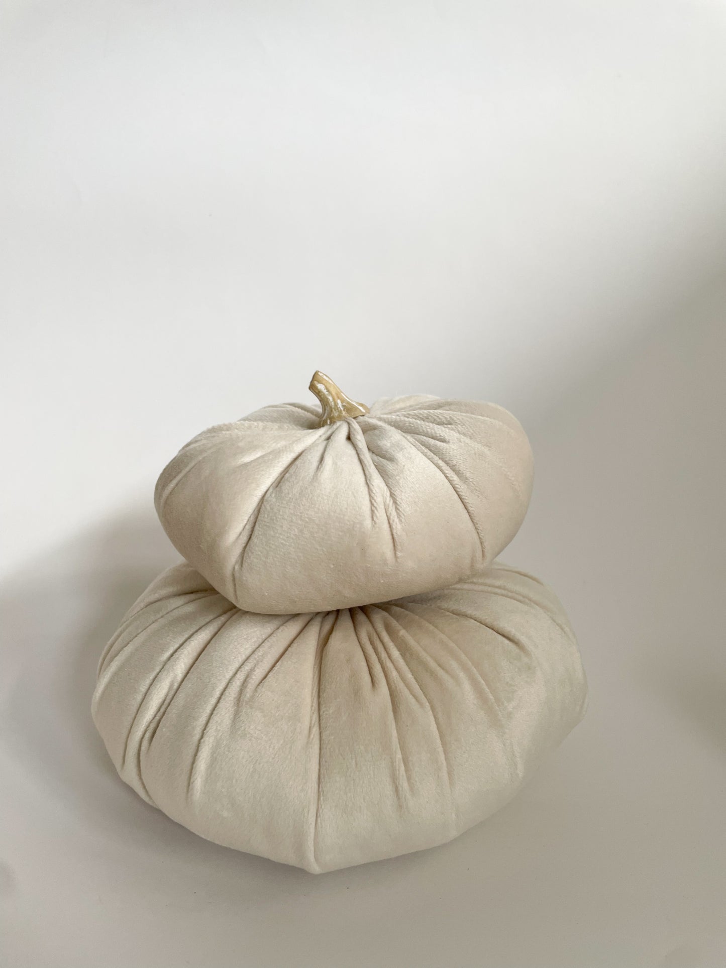 Velour Pumpkins Set of 2 - Beige