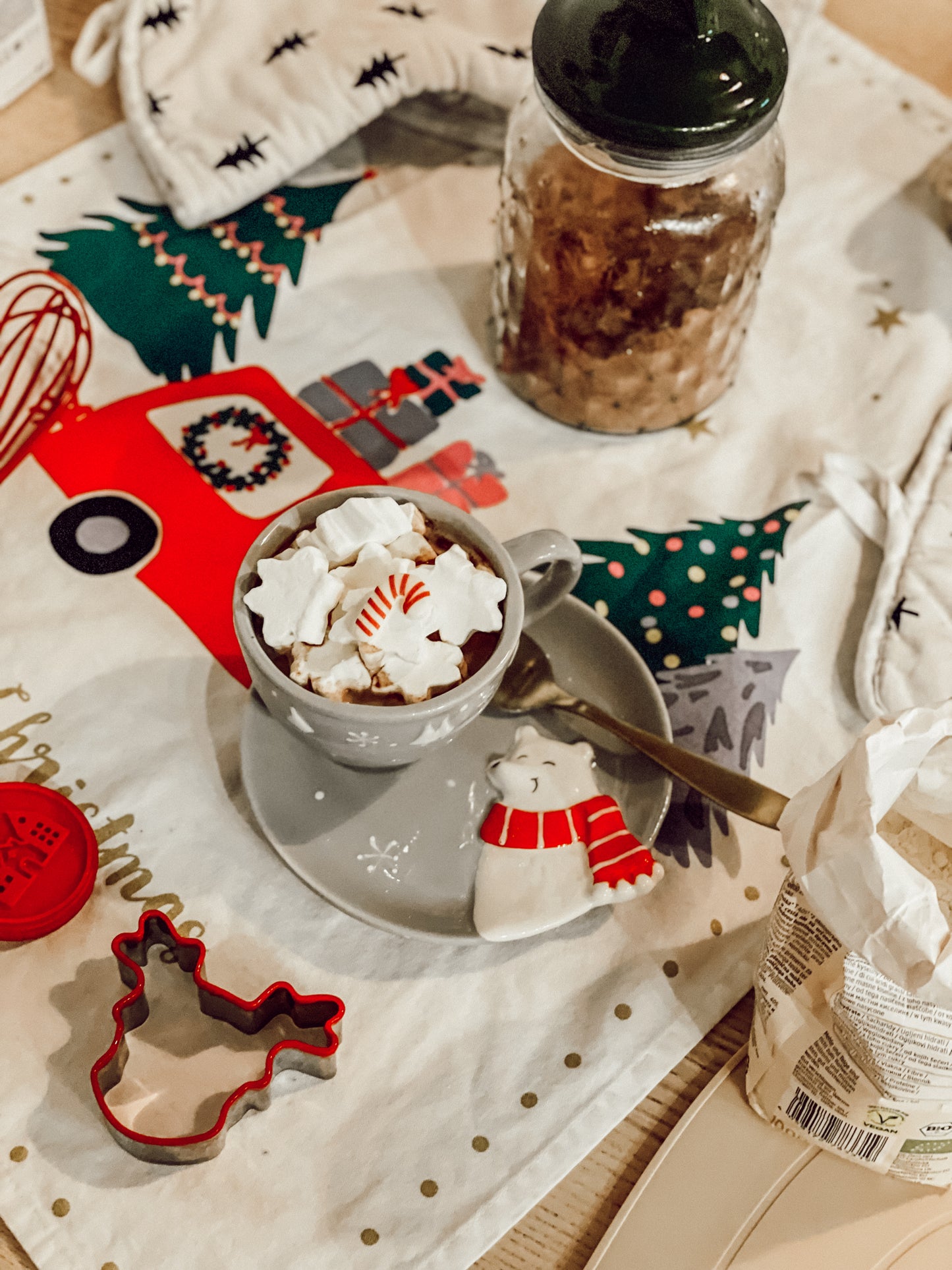 Christmas Polar Bear Mug & Saucer Set for Kids