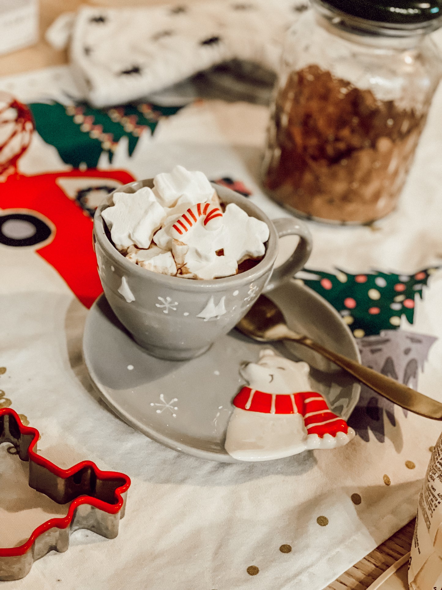 Christmas Polar Bear Mug & Saucer Set for Kids