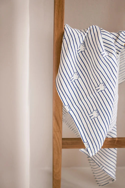 Swaddle Muslin 115x115cm Miffy Stripe - Navy - 2 Pack