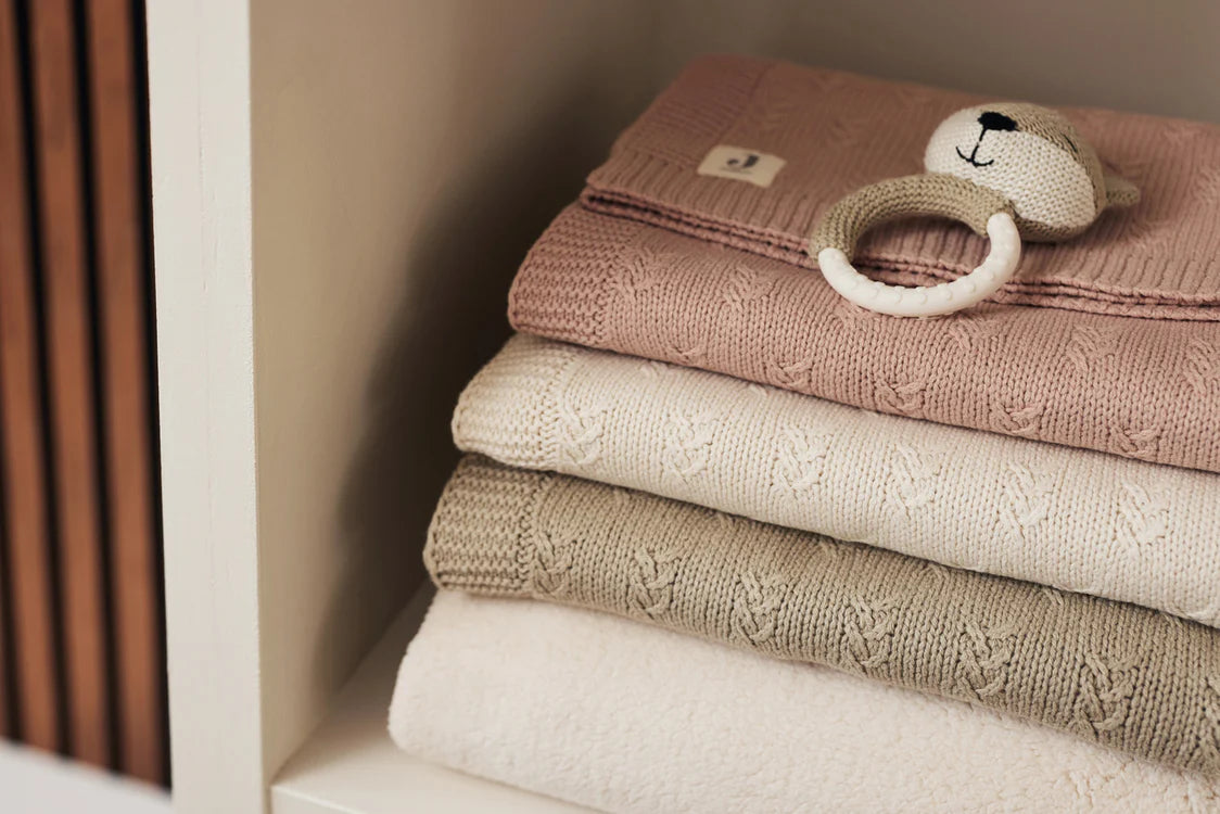 Baby Blanket Grain Knit - Olive Green