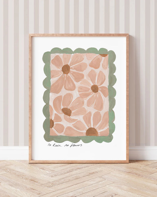 No Rain No Flowers - Daisy Art Print