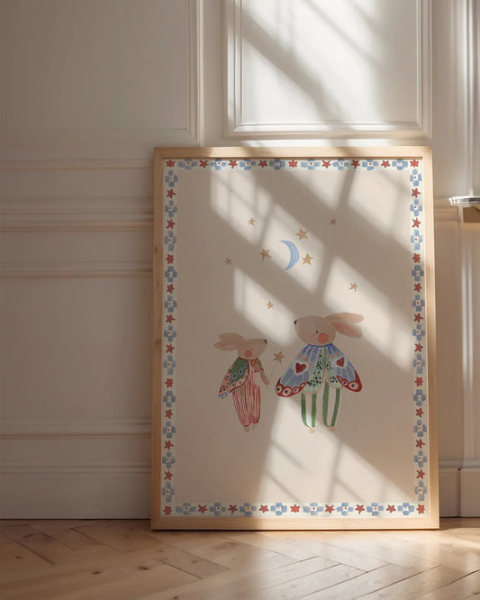 The Butterfly Bunnies - Rabbit Art Print