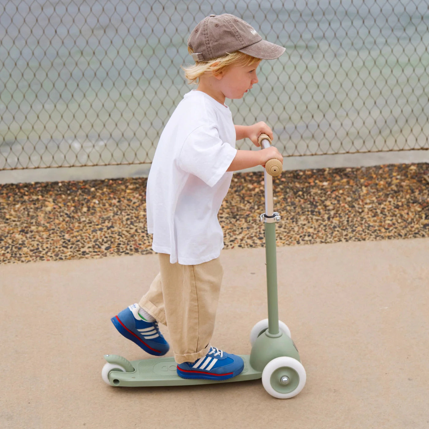 Eco Scooter with Pin & Ride basket - Olive