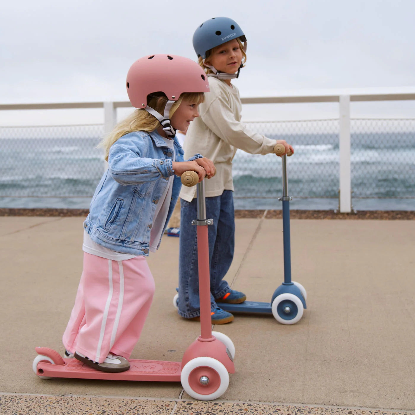 Eco Scooter with Pin & Ride basket - Raspberry