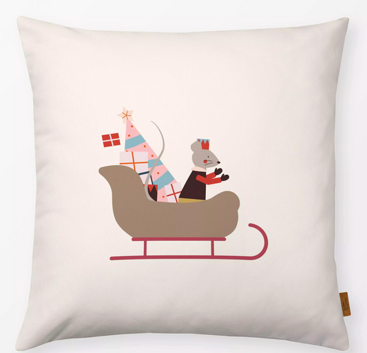 Decorative cushion, Magical Mouse Christmas Sleigh