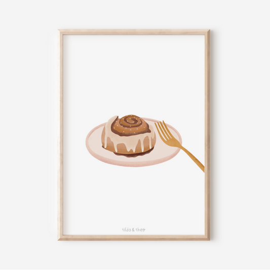 Poster cinnamon roll Sweden - art print FIKA Scandinavia