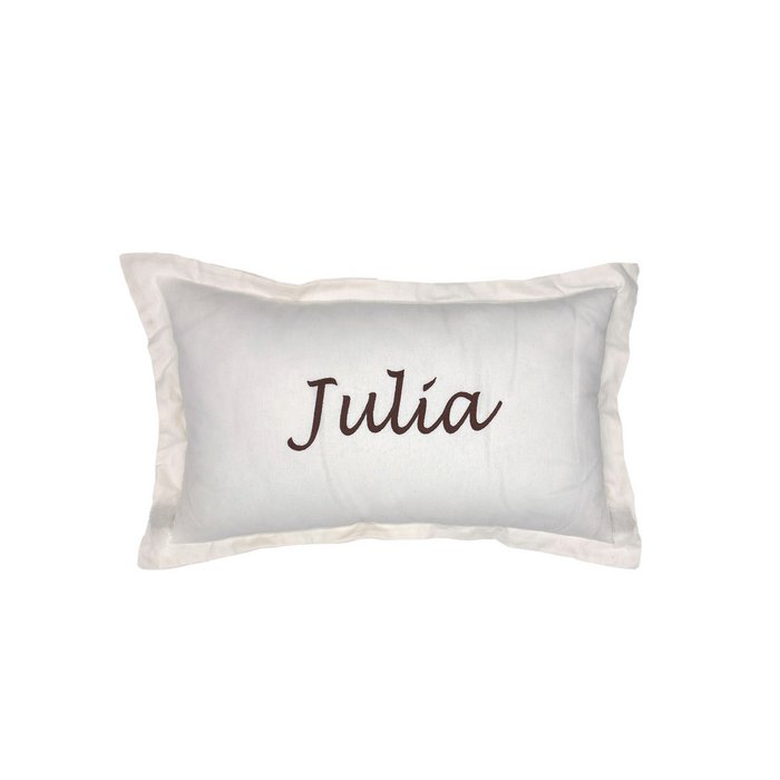 Linen pillow with a personalised embroidery - Cream