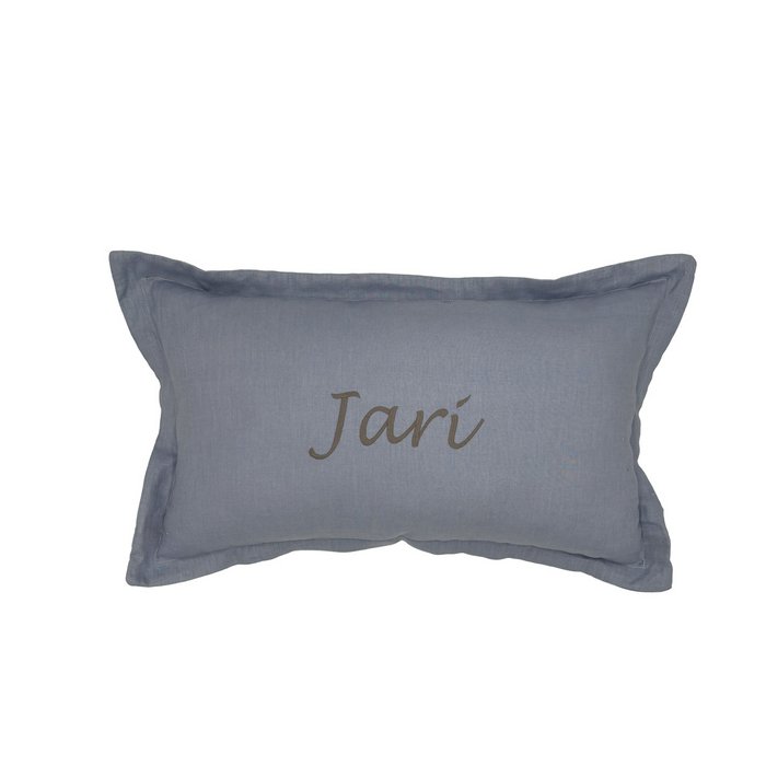 Linen pillow with a personalised embroidery - Blue