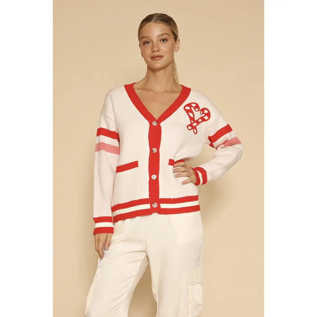 Candy Cane Varsity Cardigan