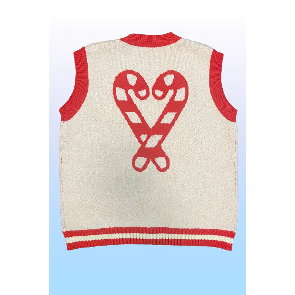 Candy Cane Knit Button Front Vest