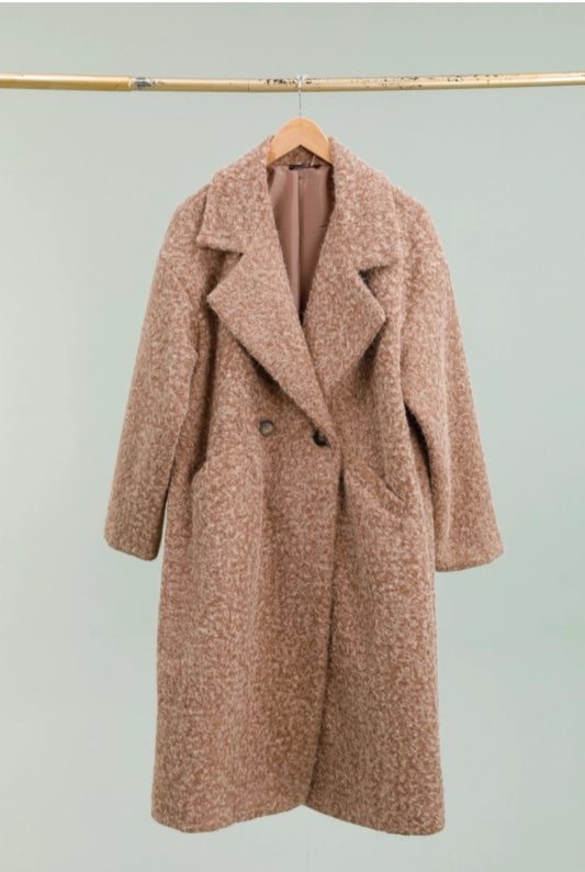 Knitwear Collection WS25 - Long Coat - soft-touch textured boucle