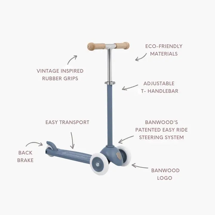 Eco Scooter with pin & Ride basket - Deep Sea